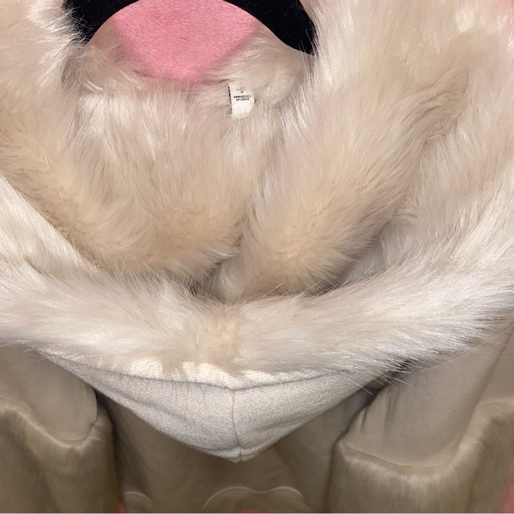 Express White Faux Fur Trim Sleeves Hoodie Sweatshirt Small Furry Christmas Gift - Picture 15 of 15